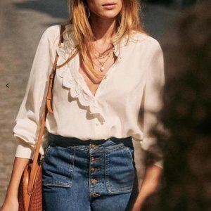 Sezane Chlo Shirt in White Size 8